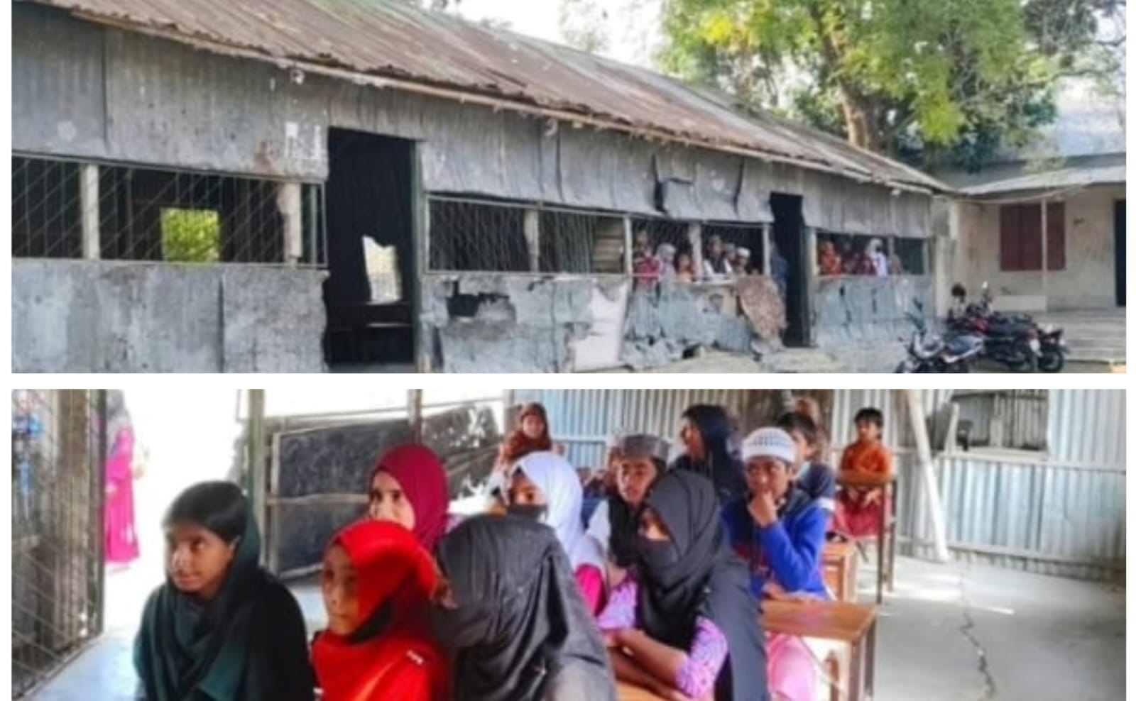 মাদ্রাসার জরাজীর্ণ টিনের ঘরে লেখাপড়া,ঝুঁকিতে শিশু শিক্ষার্থীরা