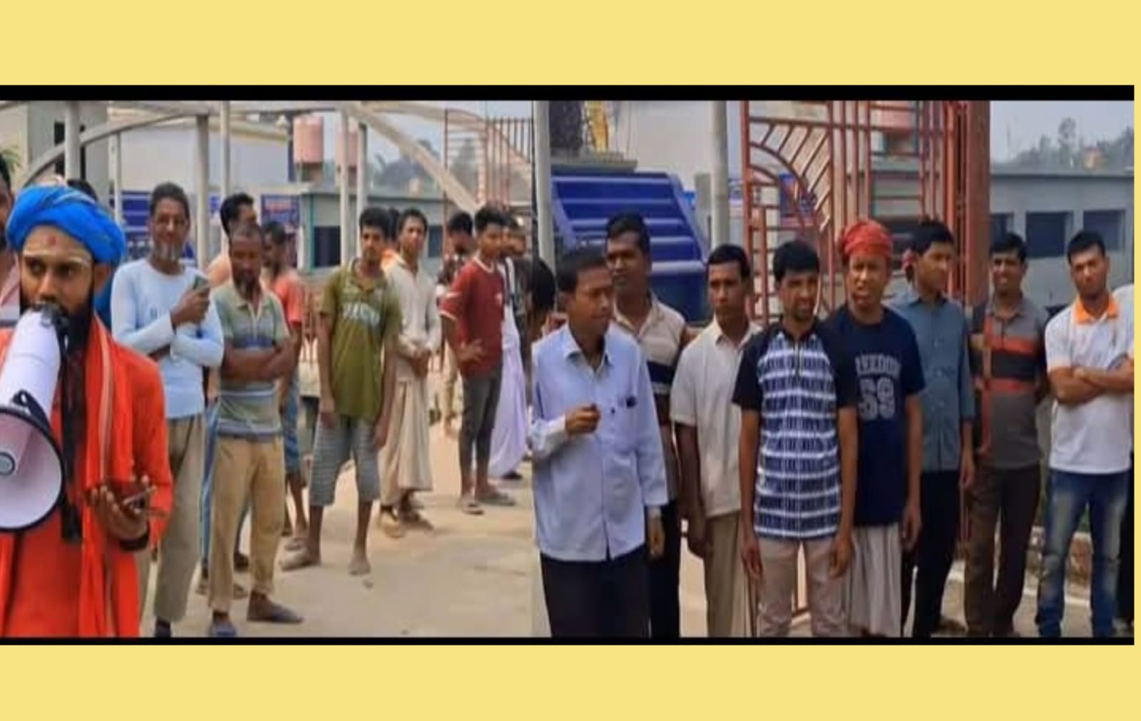 পলাশবাড়ীতে রাধা গোবিন্দ মন্দিরের প্রতিষ্ঠাতা হরিদাসের বিরুদ্ধে মিথ্যাচার অপপ্রচারের প্রতিবাদে মানববন্ধন